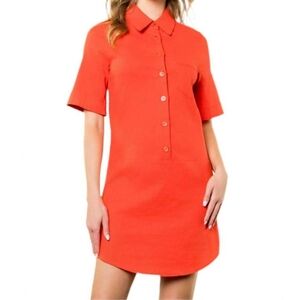 THML Vibrant Red Orange Mini Shirt Dress
